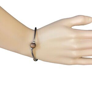 Stainless Steel and Wooden Bead Bracelet OS